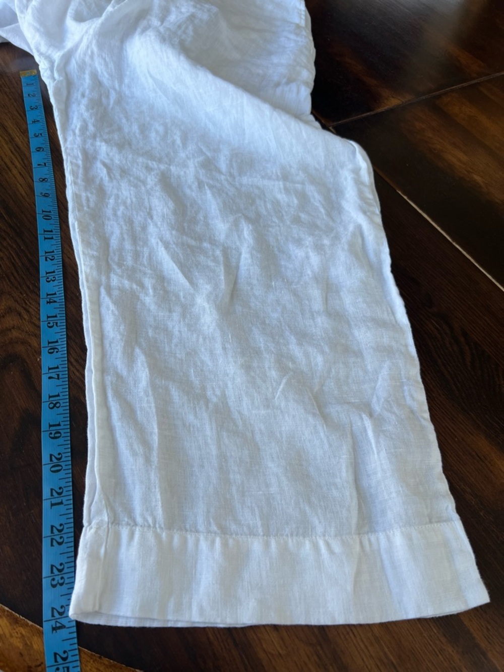 Flax 100% Linen Crop Pants Women’s M (10-14) White Lightweight Pockets Coastal - Picture 13 of 14